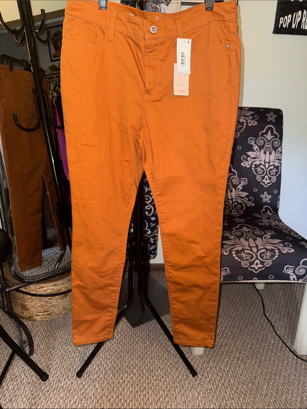 St. John's Bay Women's Rust Orange Skinny Jeans - Picture 2 of 8